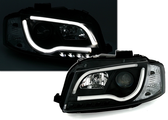 2 Phares Avant LED Noirs Pour Audi A3 8P (2003-2008) - Sportback - Marque Diederichs