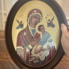 OUR LADY OF PERPETUAL HELP CATHOLIC GOLD GILT HAND MADE PLAQUE CONVEX VIBRANT — photo 1