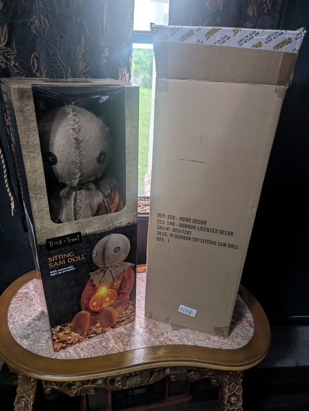 Trick 'r Treat Sitting Sam Doll  With Pumpkin And Movie Audio