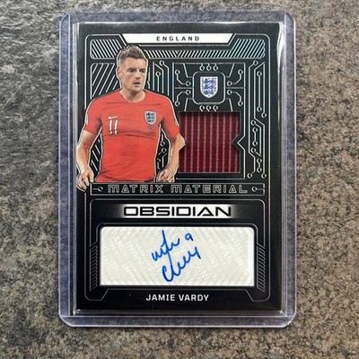 Jamie Vardy Auto Player Worn Patch /33 Panini Obsidian Soccer 2023 England