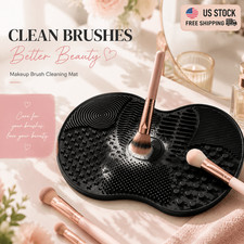 Black Silicone Makeup Brush Cleaner Mat Deep Cleaning Scrubber Pad Beauty Tool