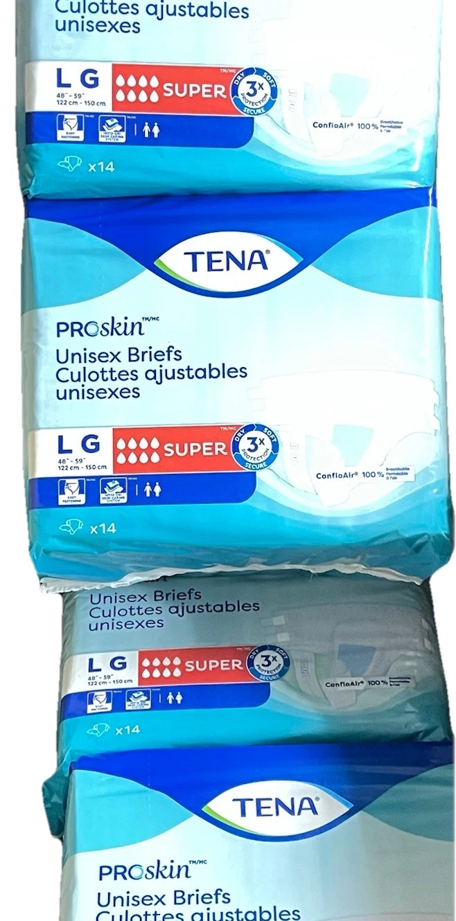 TENA ProSkin Super Incontinence Adult Diapers, Maximum Absorbency,L- 56CT