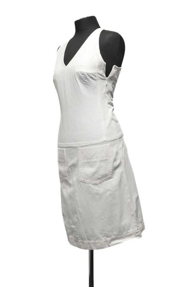 HUGO BOSS Trägerkleid Kleid Ampere 36 weiß uni Schnürung 100% Baumwolle - Bild 3 von 4