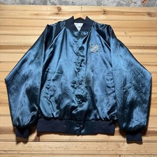 Vintage 80s The Home Depot Embroidered Satin Bomber Jacket USA Made - Size Large