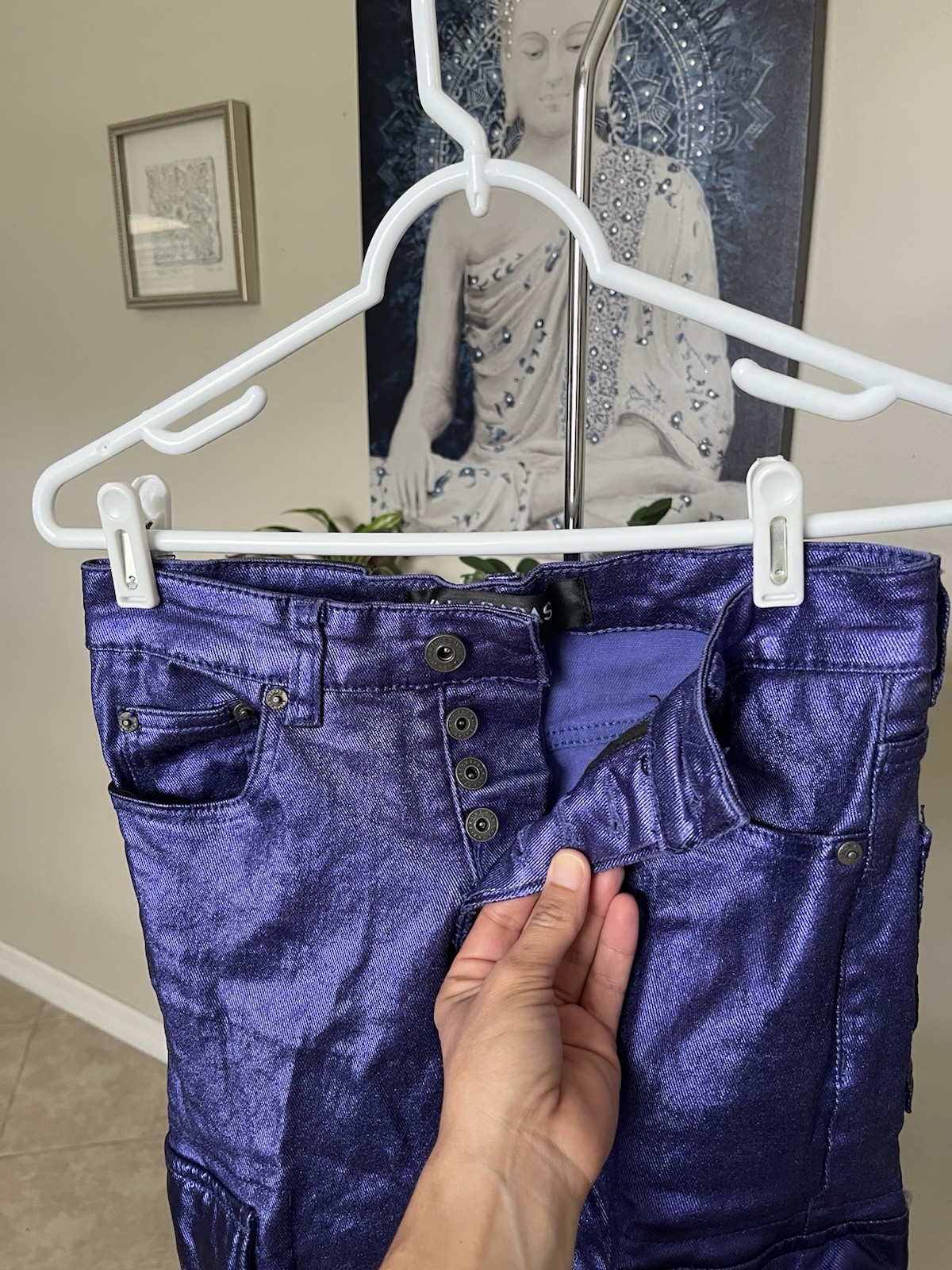 Valabasas Cozart purple waxed cargo Skinny Stretch je… - Gem