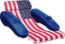 Durapowers Swimming Pool Floating Lounge Chair American Flag Armrest Cup Holder