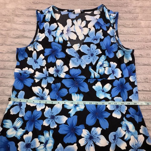 Maxi Dress Plus Size 16 Black Blue Floral Babydoll Tank 90’s Y2K USA Hawaiian - Picture 7 of 10