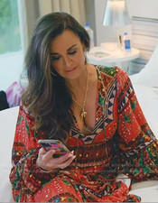 Farm Rio Tropical Shine Mini Dress Bohemian Beaded Red Size L - Kyle Richards