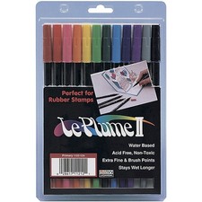 Uchida 1122-12A Le Plume II Double-Ended Markers with Brush and Fine Tips