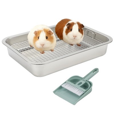 FHTONGE Stainless Steel Guinea Pig Litter Box for Cage, Stainless Steel Litte...