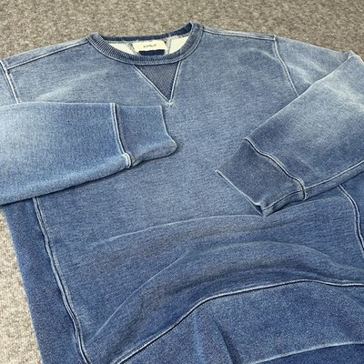 Buck Mason Indigo Dipped Loopback Double V Crewneck Sweatshirt Mens M