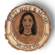 Custom Photo Engraved Wood Coaster, Personalized Gift for Couple, Keepsake Gift