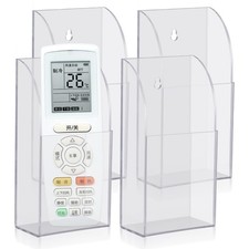 4 PCS Clear Acrylic Remote Control Holder Wall Mount Media Pen Organizer Box