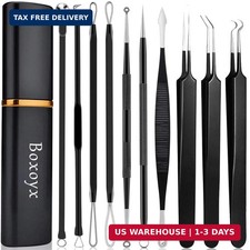 Pimple Popper Tool Kit - Boxoyx 10 Pcs Blackhead Remover Comedone Extractor Kit