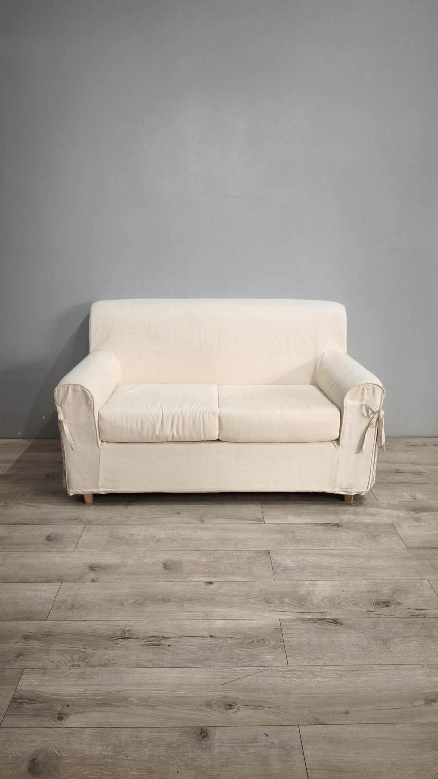 92855 Divano due posti in tessuto bianco
