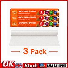 3 Pack 8m x 370mm Greaseproof Baking Paper Roll Non Stick Food Wrap Kitchen Pape