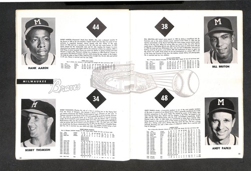 1955 MILWAUKEE BRAVES YEARBOOK, 48 PAGES, HANK AARON STARTING 2ND SEASON - Picture 2 of 3
