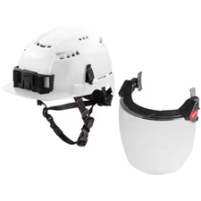 BOLT White Type 2 Class C Front Brim Vented Safety Helmet with Dual Coat Lens Fu