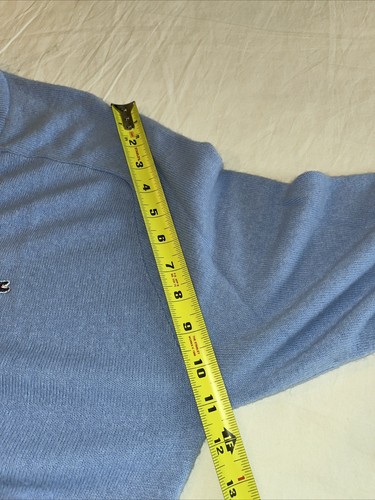 Maglione vintage anni 70 Izod Lacoste blu scollo a V preppy grande made in USA - Foto 13 di 14