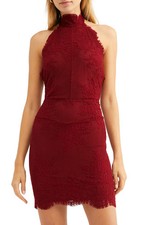 Women's Free People Harper Lace Halter Minidress, Size Medium - Red