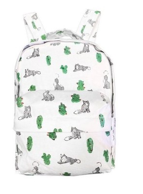 NWT Roller Rabbit Kids Awoo Kobe Cotton Backpack Animal White Mint $50 [jb]