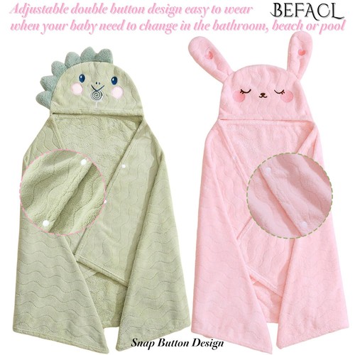 Hooded Towel for Kids, 2 Pack Ultra Soft Coral Fleece Kids Bath Towels, Absor... - Picture 5 of 7