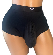 ROXYS BLACK HIPSTER CHEEKY SISSY POUCH PANTIES XDRESS MEN TRANS FEM 40-52 2X