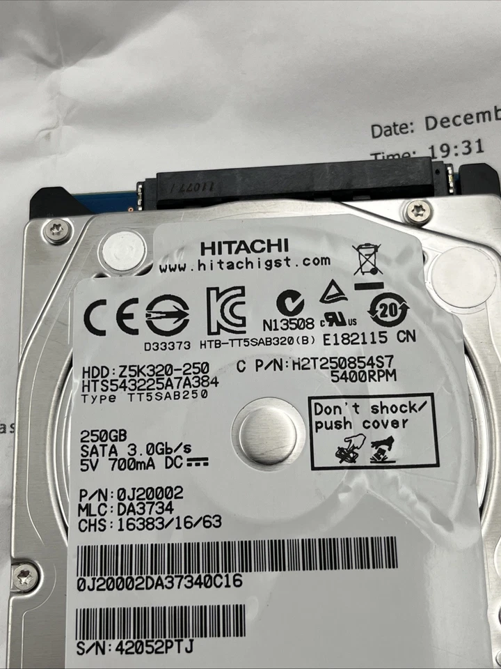 250GB Hard Drive 2.5 Hitachi HTS543225A7A384 HDD Laptop PS3 Playstation 3 SATA - Image 3 of 4