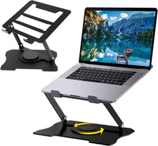 Adjustable Laptop Stand, Portable 360 Rotating Foldable Metal Laptop Riser, C