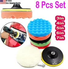8pcs Car Buffing Pads Polishing for Drill Sponge Kit Waxing Foam 3/4/5/6/7 Inch