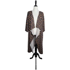 LuLaRoe Shirley Kimono Cardigan Size Large 18-22 Black Floral Rose Print NWT