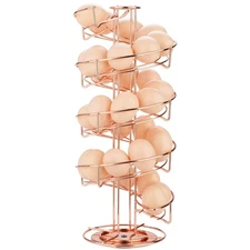 Toplife Spiral Design Metal Egg Skelter Dispenser Rack, Storage Display , Rose