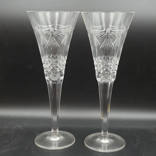 2 Vintage Waterford Crystal Millennium Champagne Toasting Flutes Wedding