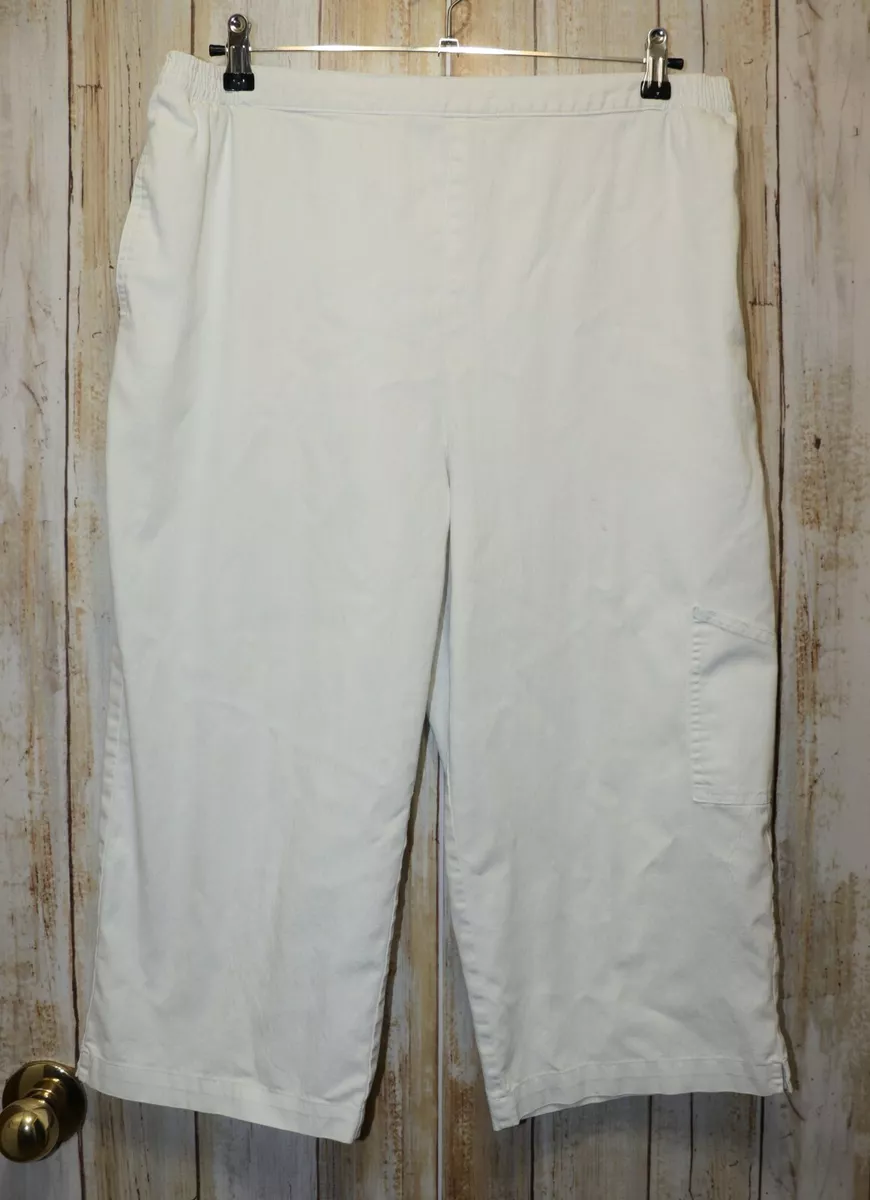 Womens Comfy White Koret Flat Front Capri Pants Size 16 good