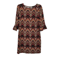 Peach Velvet Womens Dress 12P Multi Colored Pullover Career Formal Boho Stretchy