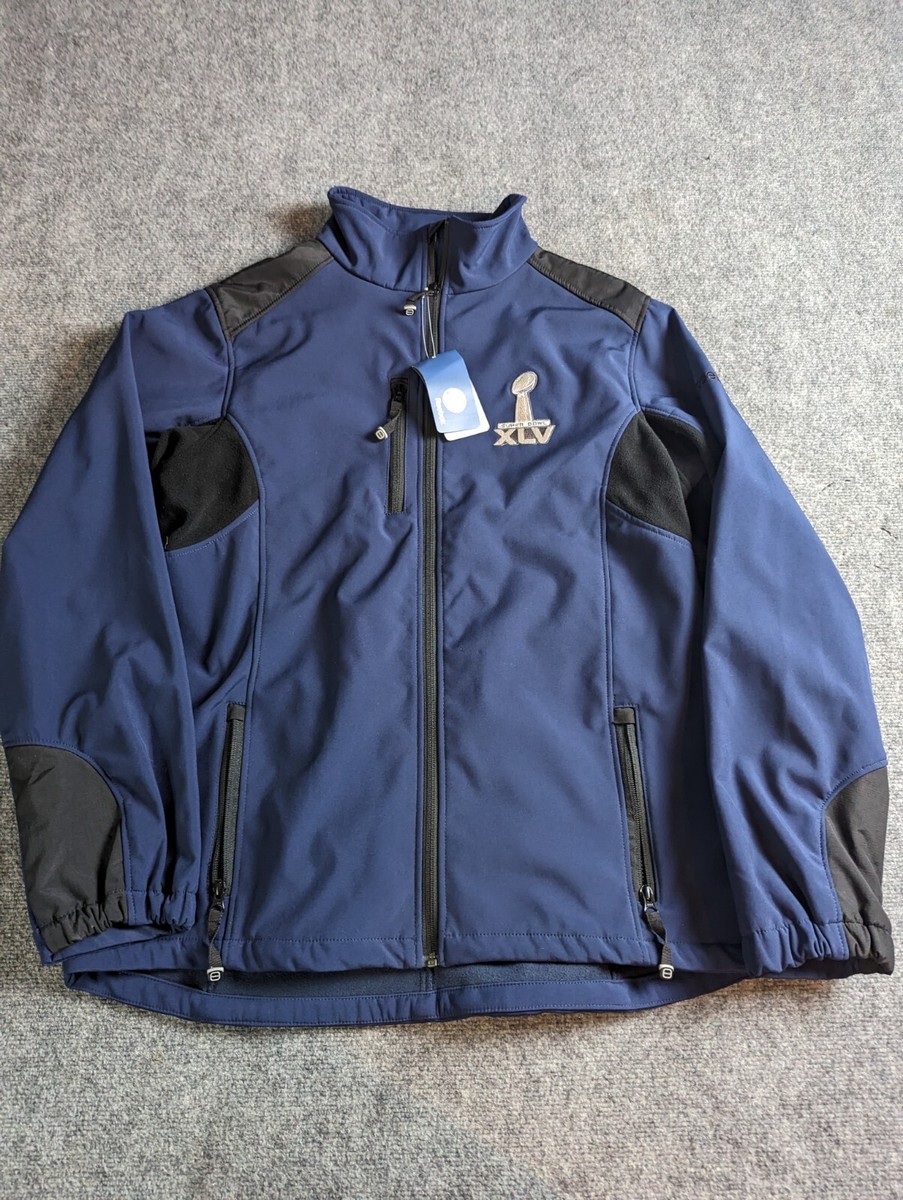 Super Bowl XLV(45) Reebok Mens L Navy Blue Full Zip Soft