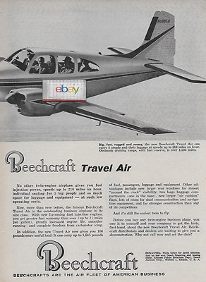 Beechcraft Flugzeug Corp Neu Reise Luft Zwilling Mit Kraftstoff Injection 1961 2