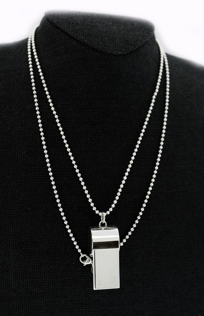 Vintage Tiffany Co Sterling Silver Whistle Pendant Beaded Chain