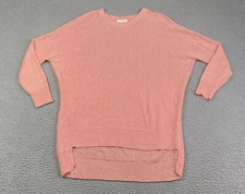 Eileen Fisher Petite PM 3/4 Sleeve Round Neck Hi-Low Linen Tunic Sweater EXC