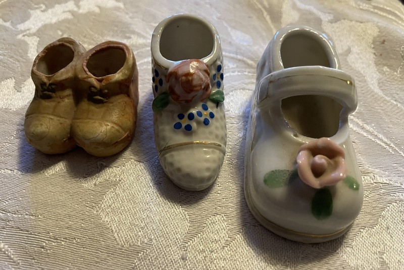Hurricane Sale. Lot of 3 Vintage Miniature Ceramic/China Shoe Figurines