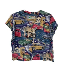 Vintage Womens Paradise Found Hawaiian Shirt 100% Rayon Size S Made In USA