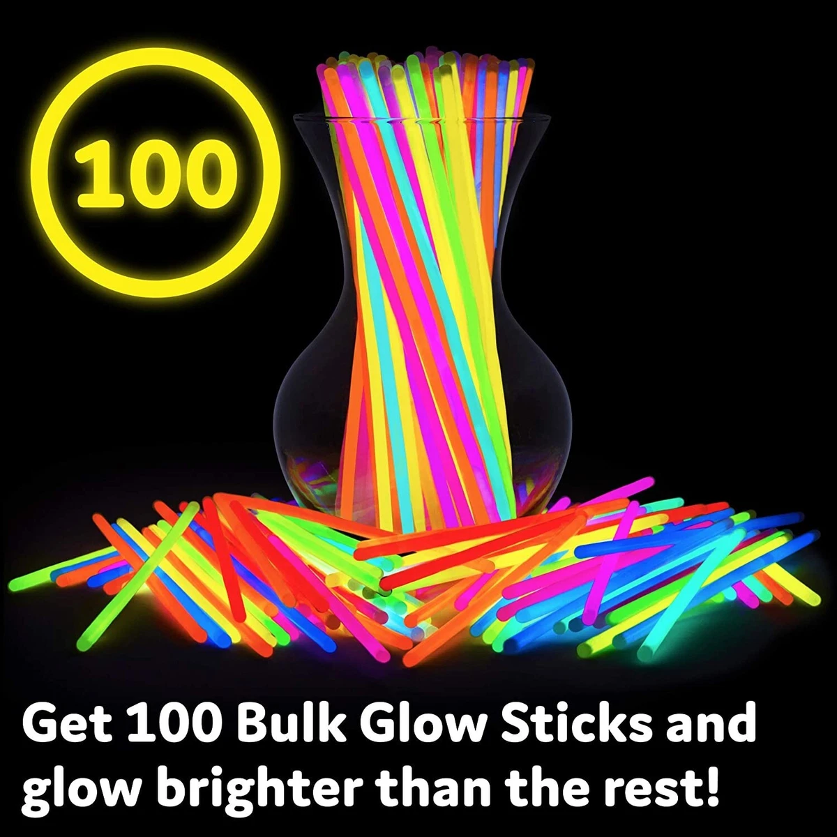 100PCS Glow Sticks Bracelets and Necklaces - Premium Glow in the Dark  Glowsticks Party Supplies Decorations - Bulk 8 Light up Sticks Party  Favors Pack 