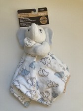 BLANKETS  BEYOND Blue Elephant White Blue Nunu Security Blanket