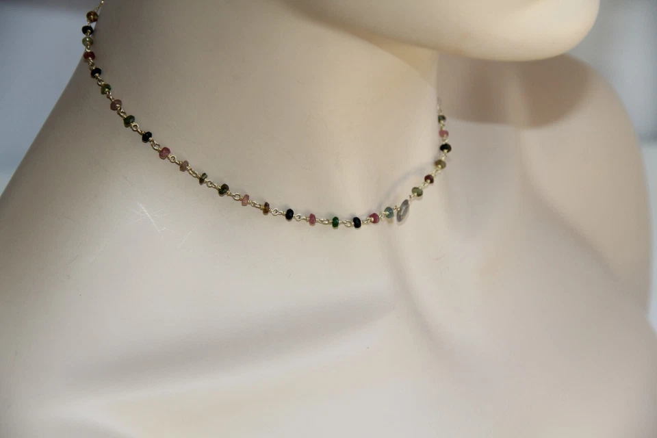 Collar de oro de labradorita y turmalina Ela Rae. Impresionante 14k GF sobre esterlina Foto 3 de 4