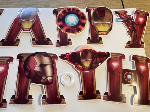 Iron Man Happy Birthday Decorative Set with Banner Cake Cupcake Toppers Balloon - Bild 11 von 12