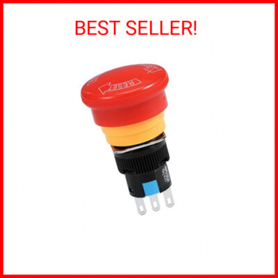 uxcell 16mm Mounting Hole Latching Emergency Stop Push Button Switch NO NC Red
