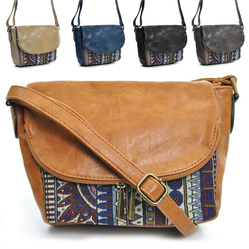 Borsa jeans tracolla vintage ricamata postina donna messenger borsetta  pelle | eBay