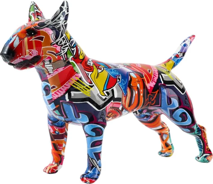 Statue de chien Bull Terrier anglais minimaliste en fer forgé