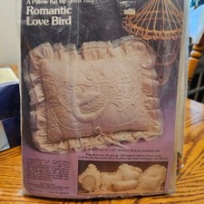 ROMANTIC LOVE BIRD BY Yours Truly Embroidery Pillow Kit 1983 NEW UNOPEN