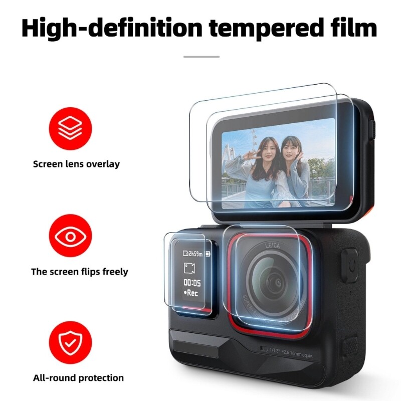 Action Camera Lens Shield Display Tempered Glass Protector for Cameras-image
